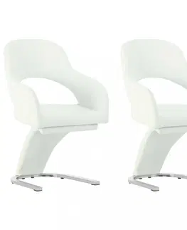 Židle Jídelní židle 2 ks umělá kůže / chrom Dekorhome Bílá