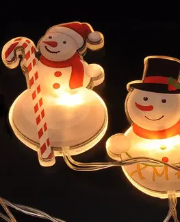 Vánoční dekorace Solight LED okenní řetěz sněhuláci, 6x LED, přísavný, 120cm, 2x AA