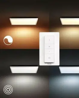 Chytré osvětlení PHILIPS HUE Hue LED White Ambiance Stropní panel Philips Aurelle BT 8719514382640 46,5W 4200lm 2200-6500K 230V, bílý čtverec 60x60cm s dálkovým ovladačem a Bluetooth