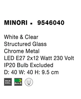 Klasická stropní svítidla NOVA LUCE stropní svítidlo MINORI bílé a čiré strukturované sklo chromovaný kov E27 2x12W 230V IP20 bez žárovky 9546040