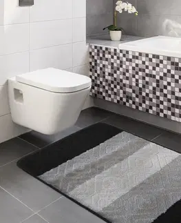 Koupelnové předložky Černo šedý dvoudílný set do koupelny a WC