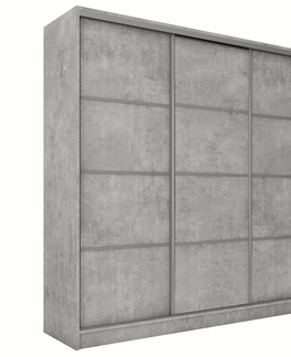 Šatní skříně Šatní skříň LITOLARIS 200 bez zrcadla, se 4 šuplíky a 2 šatními tyčemi, beton