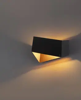 Nastenna svitidla Designové nástěnné svítidlo černé se zlatem - skládací
