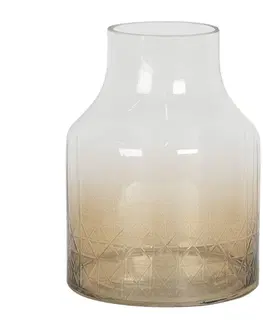 Dekorativní vázy Hnědo bílá skleněná váza - Ø 14*20 cm Clayre & Eef 6GL2797