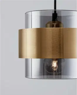 Designová závěsná svítidla NOVA LUCE závěsné svítidlo SIANNA kouřové sklo mosazný zlatý kov E27 3x12W 230V IP20 bez žárovky 9236372