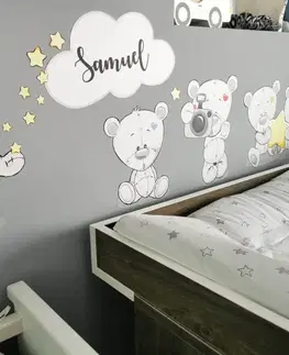 Samolepky na zeď Samolepky pro nejmenší - Medvídci se jménem za postýlku