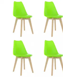 Židle Jídelní židle 4 ks plast / umělá kůže / buk Dekorhome Zelená