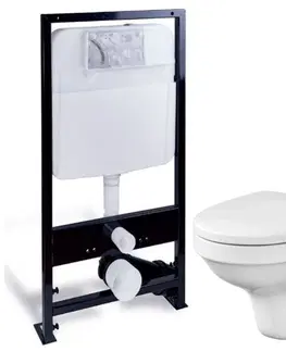 WC sedátka PRIM předstěnový instalační systém bez tlačítka + WC CERSANIT DELFI + SOFT SEDÁTKO PRIM_20/0026 X DE2