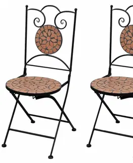 Zahradní křesla a židle Zahradní skládací židle 2 ks Bílá / hnědá
