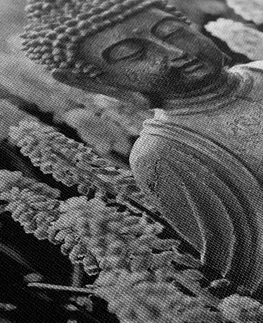 Černobílé obrazy Obraz jin a jang Budha v černobílém provedení