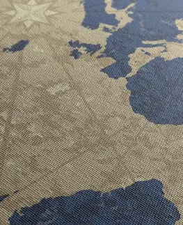 Obrazy mapy Obraz mapa světa s kompasem v retro stylu