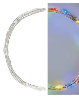 LED osvětlení na baterie EMOS LED vánoční nano řetěz, 1,9 m, 2x AA, vnitřní, multicolor, časovač D3AM04
