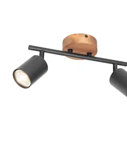 Bodova svetla Industriální bodová černá s dřevěnými sklopnými 2 světly - Jeana