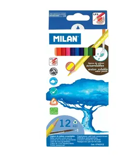 Hračky MILAN - Pastelky akvarelové 12ks se štětcem