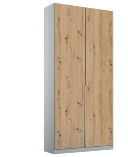 Šatní skříně s otočnými dveřmi Úzká skříň s otočnými dveřmi Alabama, Bílá/dub