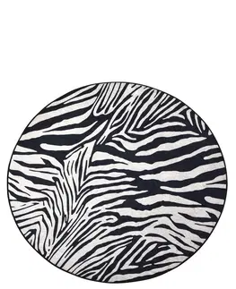 Koberce a koberečky Conceptum Hypnose Kulatý koberec Zebra 140 cm bílý/černý