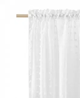 Záclony Bílá záclona CASABLANCA se vzorem kuliček 140 x 250 cm