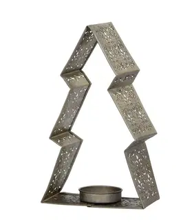 Svícny Bronzový antik kovový svícen ve tvaru stromku na čajovou svíčku - 10*5*16 cm Chic Antique 71094413