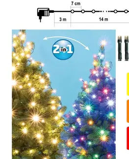 Vánoční dekorace  LED Vánoční řetěz venkovní 200xLED/5 funkcí 17m IP44 teplá bílá/multicolor 