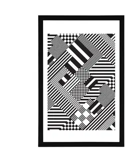 Černobílé Plakát s paspartou decentní vzory v jedinečném provedení