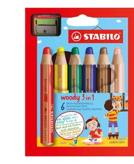 Hračky STABILO - Pastelky woody 3 in 1 sada 6 ks + ořezávátko