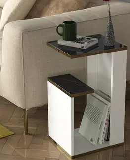 Stolky do obývacího pokoje Kalune Design Odkládací stolek Ravenna bílý