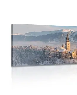 Obrazy přírody a krajiny Obraz kostel u jezera Bled ve Slovinsku