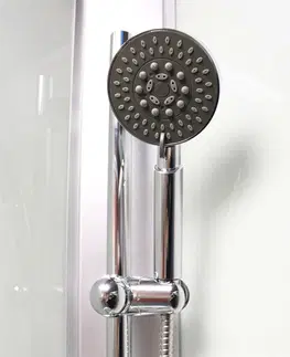 Sprchové vaničky MEREO Sprchový box, čtvrtkruh,100 cm, satin ALU, sklo Point, zadní stěny bílé, litá vanička, se stříškou CK35162KMSW