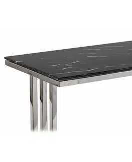 Konzolové stolky DekorStyle Konzolový stolek AMAGAT 120 cm stříbrný/černý mramor