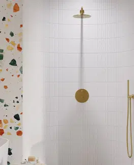 Sprchy a sprchové panely OMNIRES SLIMLINE hlavová sprcha včetně ramena, o25 cm zlatá kartáčovaná /GLB/ WGSET1GLB