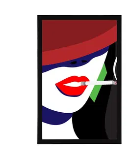Pop art Plakát žena v klobouku v pop art stylu