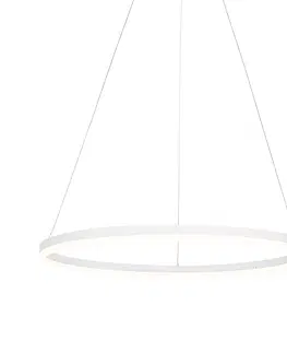 Zavesna svitidla Designové závěsné svítidlo bílé 80 cm včetně LED 3 stupňové stmívatelné - Anello
