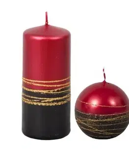 Dekorativní svíčky Vánoční svíčka Lumina Gold koule, červená