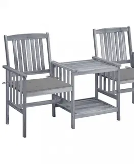 Zahradní židle Zahradní židle se stolkem akácie / látka Dekorhome Bílá / červená