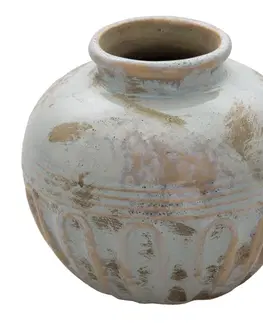 Dekorativní vázy Keramická váza s modro-šedou patinou Cathy - Ø  12*11 cm Clayre & Eef 6CE1324