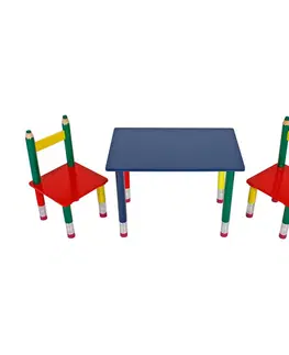 Jídelní sestavy Dětský set stůl + 2 židle PASTELKY