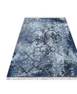 Skandinávské koberce Fenomenální modrý vzorovaný koberec ve skandinávském stylu