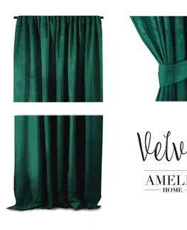 Záclony Závěs AmeliaHome Velvet 140x270 cm tmavě zelený, velikost 140x270