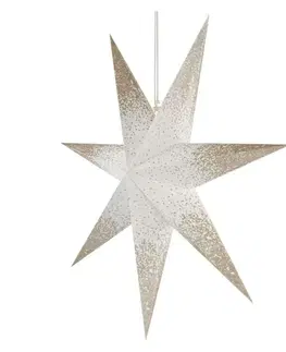 Interiérové dekorace EMOS Vánoční hvězda papírová závěsná se zlatými třpytkami na okrajích, bílá, 60 cm, vnitřní DCAZ07