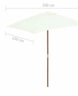 Zahradní slunečníky a doplňky Zahradní slunečník s dřevěnou tyčí 150 x 200 cm Šedohnědá taupe