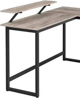 Psací stoly SONGMICS Rohový psací stůl Vasagle Alinru ve tvaru L šedý
