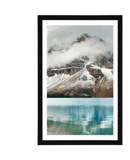 Příroda Plakát s paspartou jezero poblíž nádherné hory