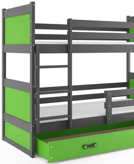 Postele BMS Dětská patrová postel RICO | šedá 80 x 190 cm Barva: Zelená
