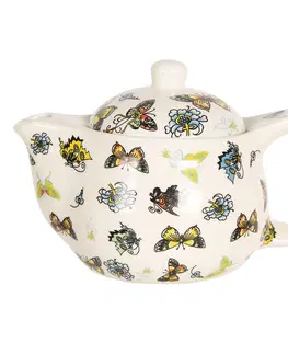 Džbány Konvička na čaj s barevnými motýlky - Ø 16*11 cm / 0,4L Clayre & Eef 6CETE0069S
