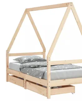 Dětské pokoje Dětská postel se zásuvkami 80 x 160 cm masivní borové dřevo