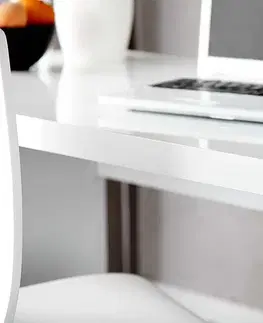 Psací stoly LuxD Kancelářský stůl Barter 140cm bílý vysoký lesk