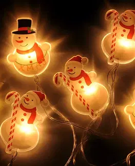 Vánoční dekorace Solight LED okenní řetěz sněhuláci, 6x LED, přísavný, 120cm, 2x AA