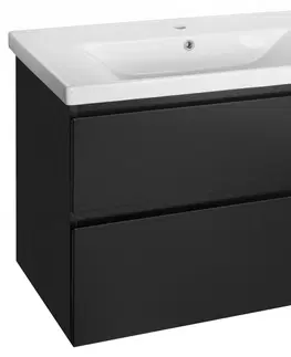 Koupelnový nábytek AQUALINE ALTAIR umyvadlová skříňka 86,5x60x45cm, černá mat AI690