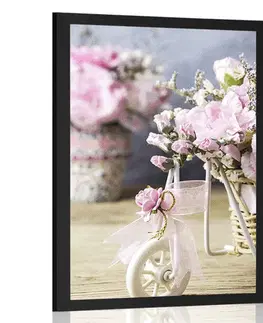 Vintage a retro Plakát romantický růžový karafiát ve vintage nádechu