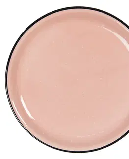 Talíře Růžový mělký keramický talíř s kaňkami Printemps – Ø 27*3 cm Clayre & Eef 6CEFP0052P